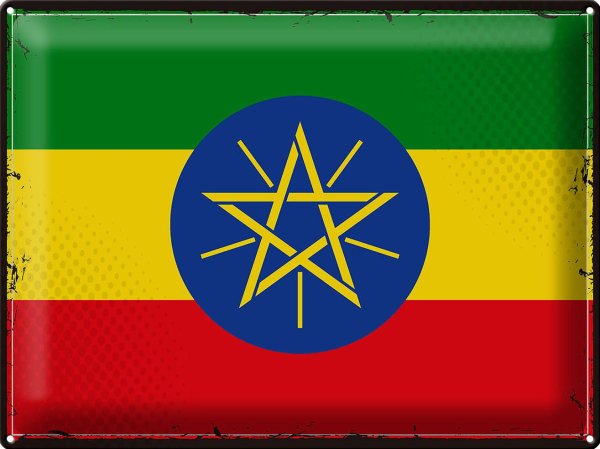 Blechschild Flagge Äthiopien 40x30cm Retro Flag Ethiopia