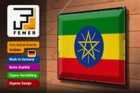 Blechschild Flagge Äthiopien 40x30cm Retro Flag Ethiopia