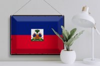 Blechschild Flagge Haiti 40x30cm Retro Flag of Haiti