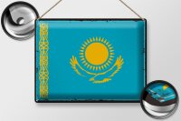 Blechschild Flagge Kasachstan 40x30cm Retro Kazakhstan