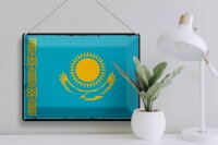 Blechschild Flagge Kasachstan 40x30cm Retro Kazakhstan