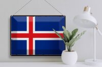 Blechschild Flagge Island 40x30cm Retro Flag of Iceland