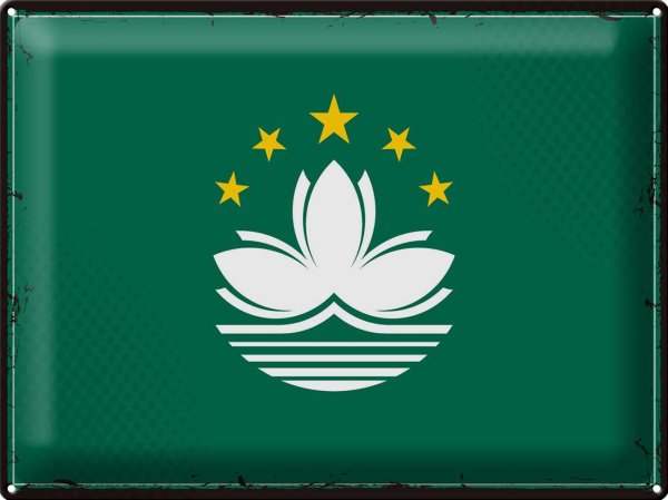 Blechschild Flagge Macau 40x30cm Retro Flag of Macau