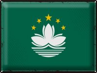 Blechschild Flagge Macau 40x30cm Retro Flag of Macau