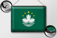 Blechschild Flagge Macau 40x30cm Retro Flag of Macau