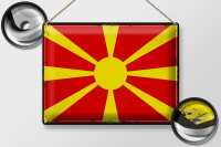 Blechschild Flagge Mazedonien 40x30cm Retro Flag Macedonia