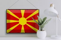 Blechschild Flagge Mazedonien 40x30cm Retro Flag Macedonia