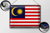 Blechschild Flagge Malaysia 40x30cm Retro Flag of Malaysia