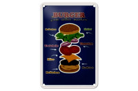 Blechschild Rezept 12x18cm Burger zum selber machen