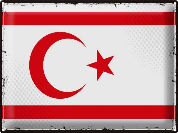 Blechschild Flagge Nordzypern 40x30cm Retro Flag