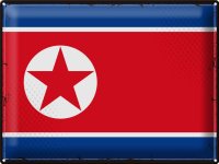 Blechschild Flagge Nordkorea 40x30cm Retro North Korea