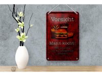 Blechschild Spruch 12x18cm Vorsicht Mann kocht bitte