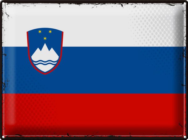 Blechschild Flagge Slowenien 40x30cm Retro Flag Slovenia