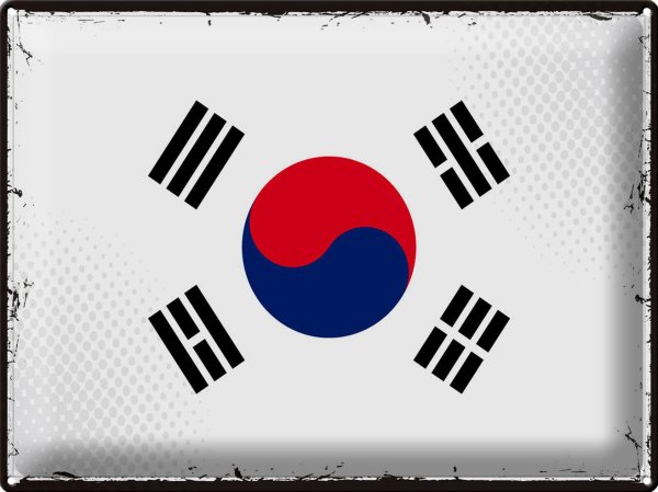 Blechschild Flagge Südkorea 40x30cm Retro Flag South Korea