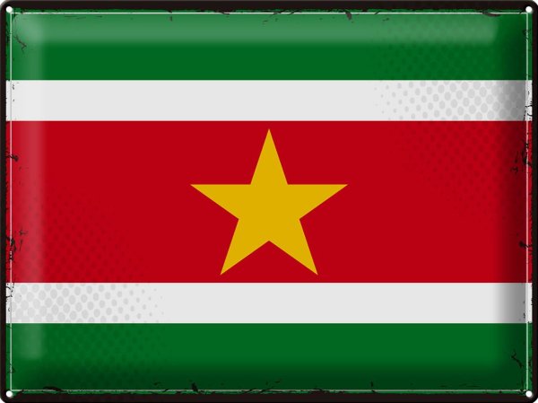 Blechschild Flagge Suriname 40x30cm Retro Flag of Suriname