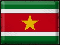 Blechschild Flagge Suriname 40x30cm Retro Flag of Suriname