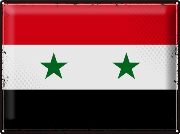 Blechschild Flagge Syrien 40x30cm Retro Flag of Syria