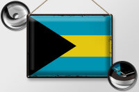 Blechschild Flagge Bahamas 40x30cm Retro Flag of Bahamas