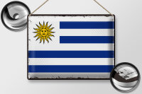 Blechschild Flagge Uruguay 40x30cm Retro Flag of Uruguay
