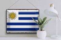 Blechschild Flagge Uruguay 40x30cm Retro Flag of Uruguay