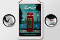 Blechschild London 12x18cm red Telephone England Telefon