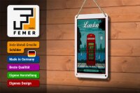 Blechschild London 12x18cm red Telephone England Telefon