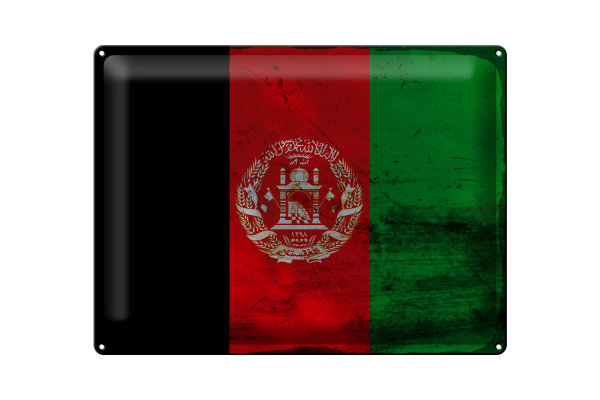 Blechschild Flagge Afghanistans 40x30cm Afghanistan Rost