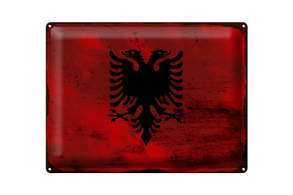 Blechschild Flagge Albanien 40x30cm Flag Albania Rost