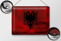 Blechschild Flagge Albanien 40x30cm Flag Albania Rost