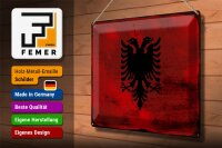 Blechschild Flagge Albanien 40x30cm Flag Albania Rost