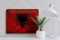 Blechschild Flagge Albanien 40x30cm Flag Albania Rost