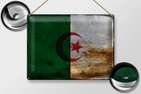Blechschild Flagge Algerien 40x30cm Flag Algeria Rost