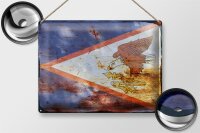 Blechschild Flagge 40x30cm Flag of American Samoa Rost