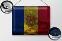 Blechschild Flagge Andorra 40x30cm Flag of Andora Rost