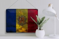 Blechschild Flagge Andorra 40x30cm Flag of Andora Rost