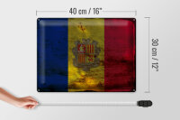 Blechschild Flagge Andorra 40x30cm Flag of Andora Rost