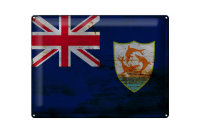 Blechschild Flagge Anguillas 40x30cm Flag of Anguilla Rost