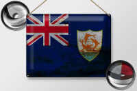 Blechschild Flagge Anguillas 40x30cm Flag of Anguilla Rost