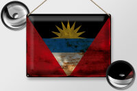 Blechschild Flagge Antigua und Barbuda 40x30cm Flag Rost