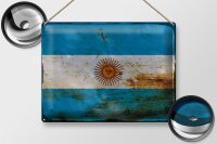 Blechschild Flagge Argentinien 40x30cm Flag Argentina Rost