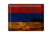 Blechschild Flagge Armenien 40x30cm Flag of Armenia Rost