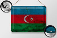 Blechschild Flagge Aserbaidschan 40x30cm Azerbaijan Rost