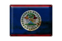 Blechschild Flagge Belizes 40x30cm Flag of Belize Rost