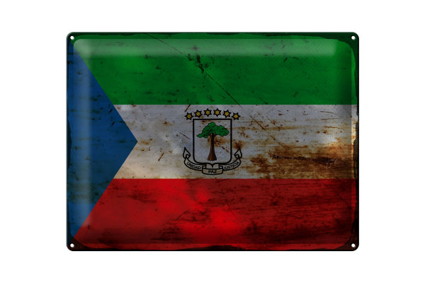 Blechschild Flagge Äquatorialguinea 40x30cm Flag Rost