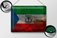 Blechschild Flagge Äquatorialguinea 40x30cm Flag Rost