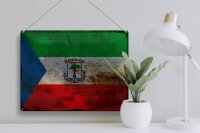 Blechschild Flagge Äquatorialguinea 40x30cm Flag Rost