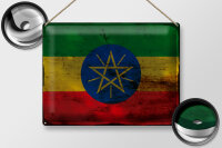 Blechschild Flagge Äthiopien 40x30cm Flag Ethiopia Rost