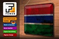 Blechschild Flagge Gambia 40x30cm Flag of the Gambia Rost
