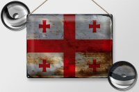Blechschild Flagge Georgien 40x30cm Flag of Georgia Rost