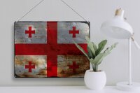 Blechschild Flagge Georgien 40x30cm Flag of Georgia Rost